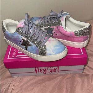 Hey Girl Tie-Dye Glitter Sneakers